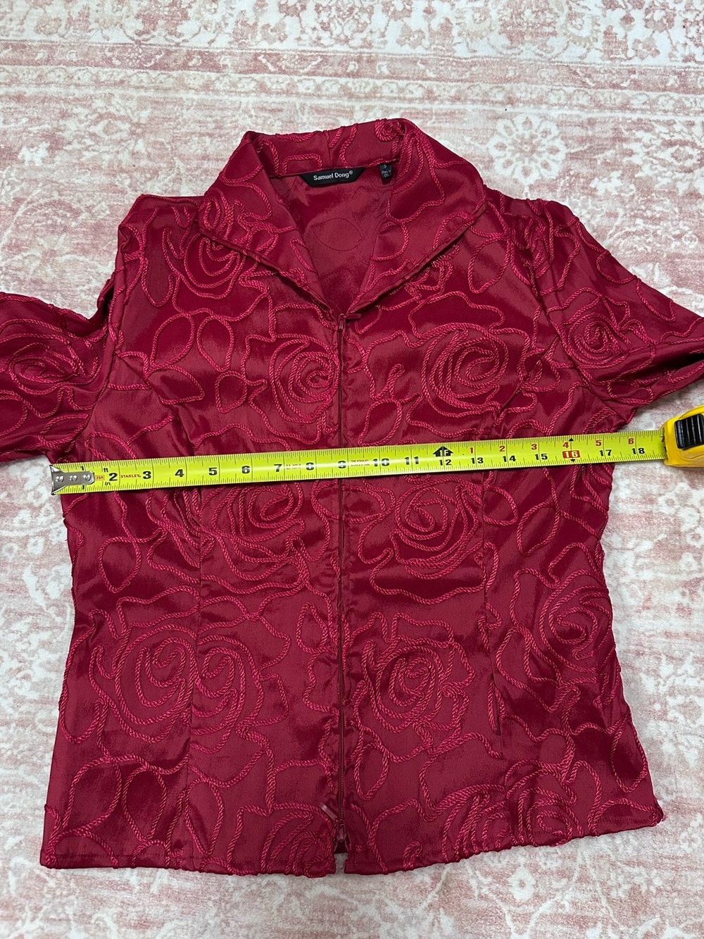 Dual Zip Jacket With Camellia Silk Embroidery - Picture 6 of 10